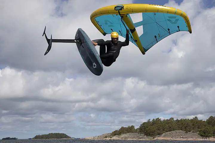 Duotone Unit D/LAB wing in an action shot, jumping or wave turn