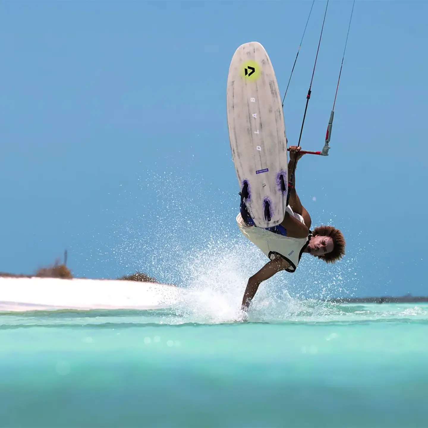 Duotone Whip D/LAB 2027 kite surfboard, second view showing the board shape and D/LAB construction finish